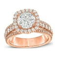 thumbnail image 3 of 1.00 Carat Excellent Round Cut Natural Diamond Solitaire with Accents Beautiful Ring for Anniversary Solid 14K Rose Gold Size 4.5, 3 of 6