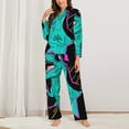thumbnail image 3 of Bingfone Womens Pajama Sets Rex Dinosaur With Sunglasses Print,Long Sleeve Loungewear Pajamas Set-Small, 3 of 9