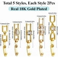 thumbnail image 2 of 1 Box 10pcs 5 Styles Real 18K Gold Plated Fold Over Clasp Jewelry Folding Clasp Brass Golden Rack Plating Folding Extender Foldable Extension Closure and Claps for Jewelry Making Bracelet, 2 of 5