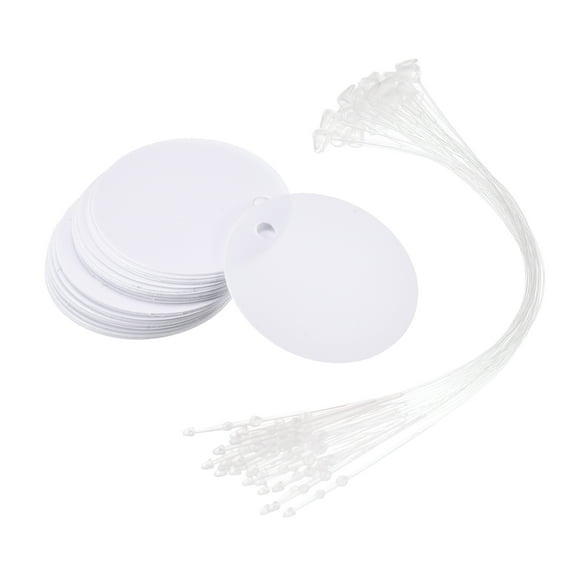 Uxcell 1.17 inch Round Plastic Tags Tear Proof Waterproof Price Tags with Tie 25 Pcs White