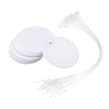Uxcell 1.17 inch Round Plastic Tags Tear Proof Waterproof Price Tags with Tie 25 Pcs White