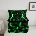 thumbnail image 5 of Gaming Comforter Set , Gamer Bedding Queen, Black Reversible, Green, Grid Printed, 5 of 7