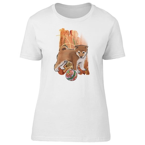 Beautiful Shiba Inu Brown Puppy T-Shirt Women -Image by Shutterstock, Female x-Large