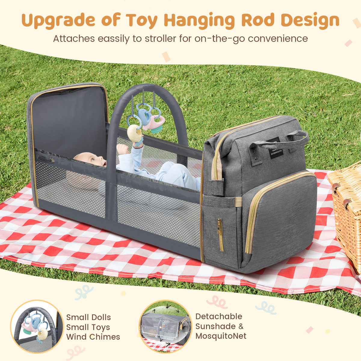 GPED Diaper Bag Backpack with Foldable Crib photo 3