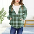 thumbnail image 2 of SERTG Boys and Girls Checkered Hooded Jacket Zip Front Long Sleeve Sporty Casual Outerwear Top for Children 4-12 Years(Green,10 Years), 2 of 6