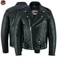 thumbnail image 6 of Daniel Smart Men Motorcycle Faux Leather Jacket Black Economy Biker Leather Jacket with Adjustable Belt and Multiple Pockets, 6 of 7