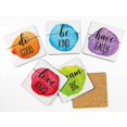 thumbnail image 2 of Inkdotpot Set of 6 Drink Coasters DecorativeNon,SlipCork Base4-inch Square PrintedCoastersEasy Clean- Quotes, 2 of 8