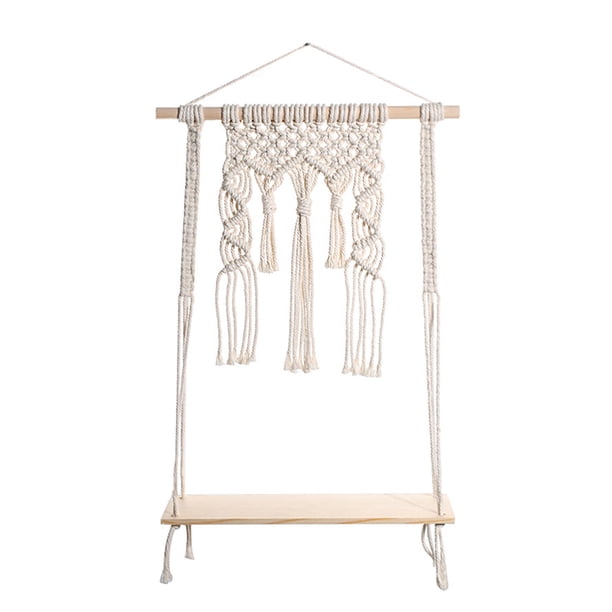 Estante colgante de pared - Estantes de pared con cuerda tejida hecha a mano - Para cocina, baño, almacenamiento en el hogar, estante flotante de pared para plantas de interior