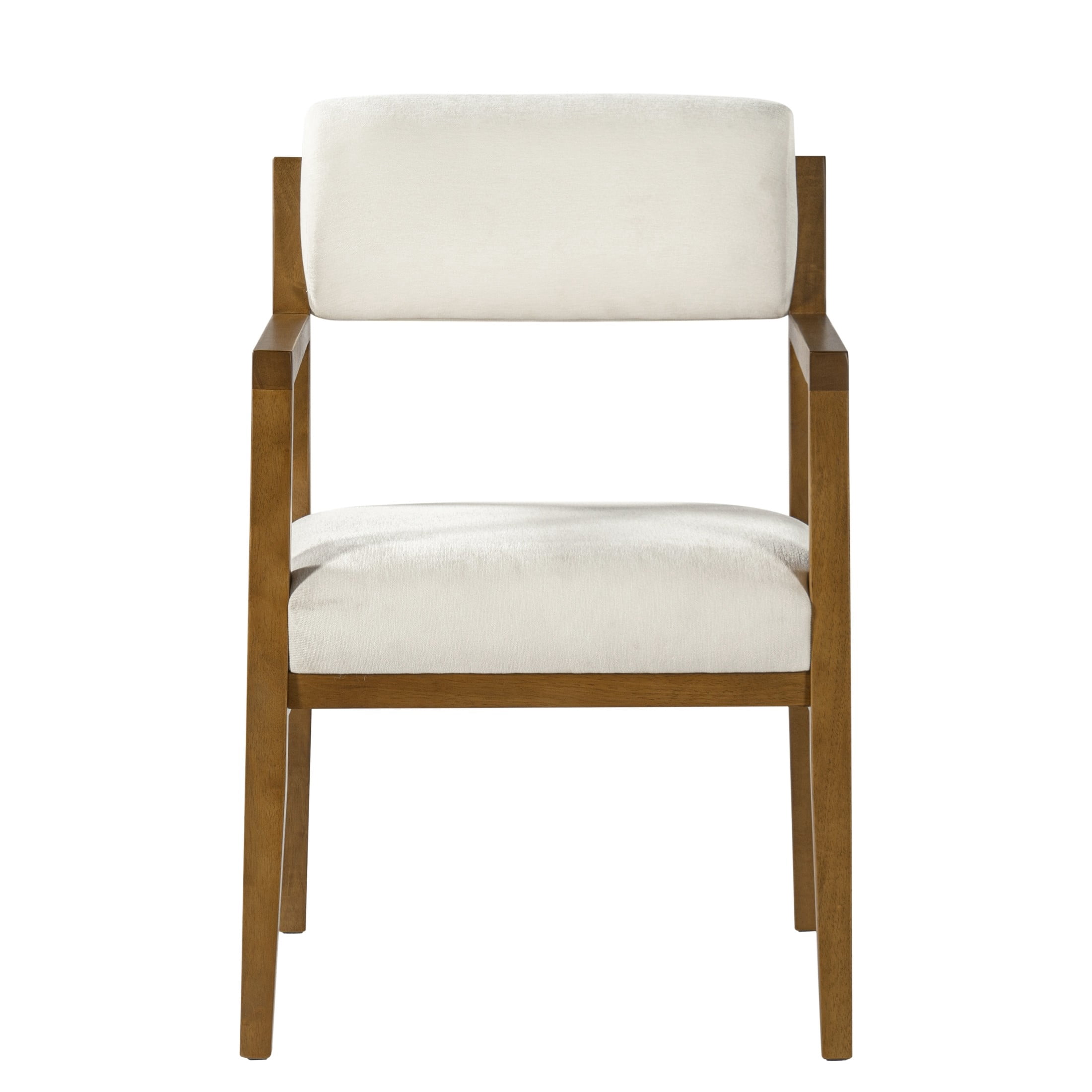 Christopher Knight Home Scandinavian Upholstered Dining Armchairs, Wood Frame, Walnut+Beige, Set of 2