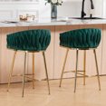 thumbnail image 4 of ChenyueFurn Set of 2 26" Velvet Counter Height Bar Stools with Gold Base,Green, 4 of 11