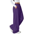 thumbnail image 6 of Jaunzuar Sweatpants Women Solid Color Elastic Waist Drawstring Workout Pants Running Gym Casual Pants with Pockets XL, 6 of 7