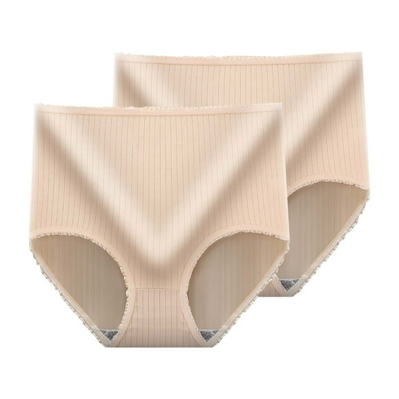 Ruimatai Women's High Waisted Underwear 2-Pack Comfortable Stretch Postpartum Panties Soft Breathable Tummy Control No Ride Up Briefs for Daily Wear
