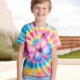 thumbnail image 2 of XUELUO Boys Athletic Shirts Summer Tie Dye Print Crew Neck Short Sleeve Casual Tops Tshirts Activewear,Pink,4-5 Years, 2 of 5