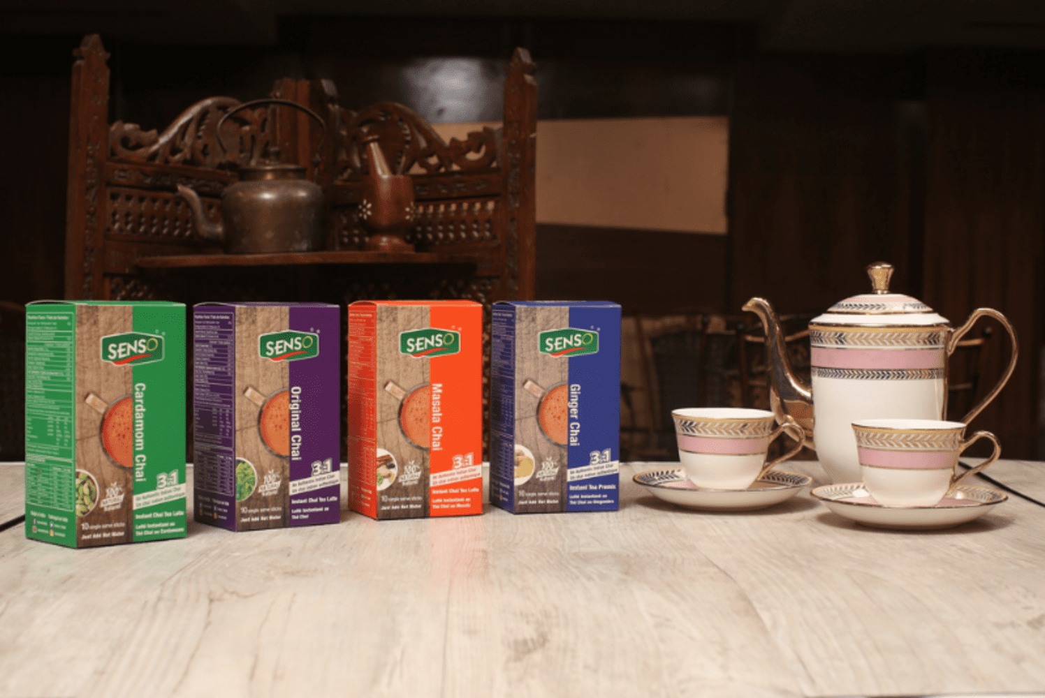 Senso Unsweetened Masala Chai Instant Tea Premix , 160g, Zero Sugar Added, 10 Single Serve Sticks