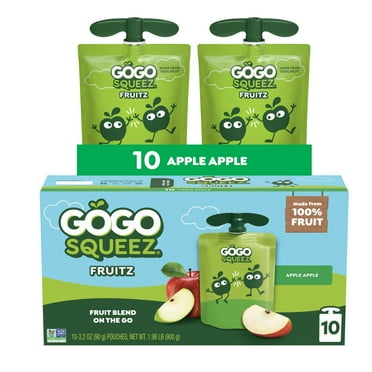 GoGo squeeZ No Sugar Added Apple Applesauce and Fruit Puree Pouches, 3.2 oz (10 Pack)