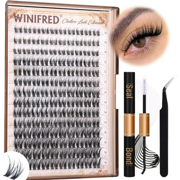 AIR-Lash Clusters Kit Wispy Lashes Clusters Eyelash Extensions Kit Natural Individual Lashes C Curl DIY Lash Extension Kit with Lash Bond and Seal Wispy Manga Lash Kit (280pcs,16mm)
