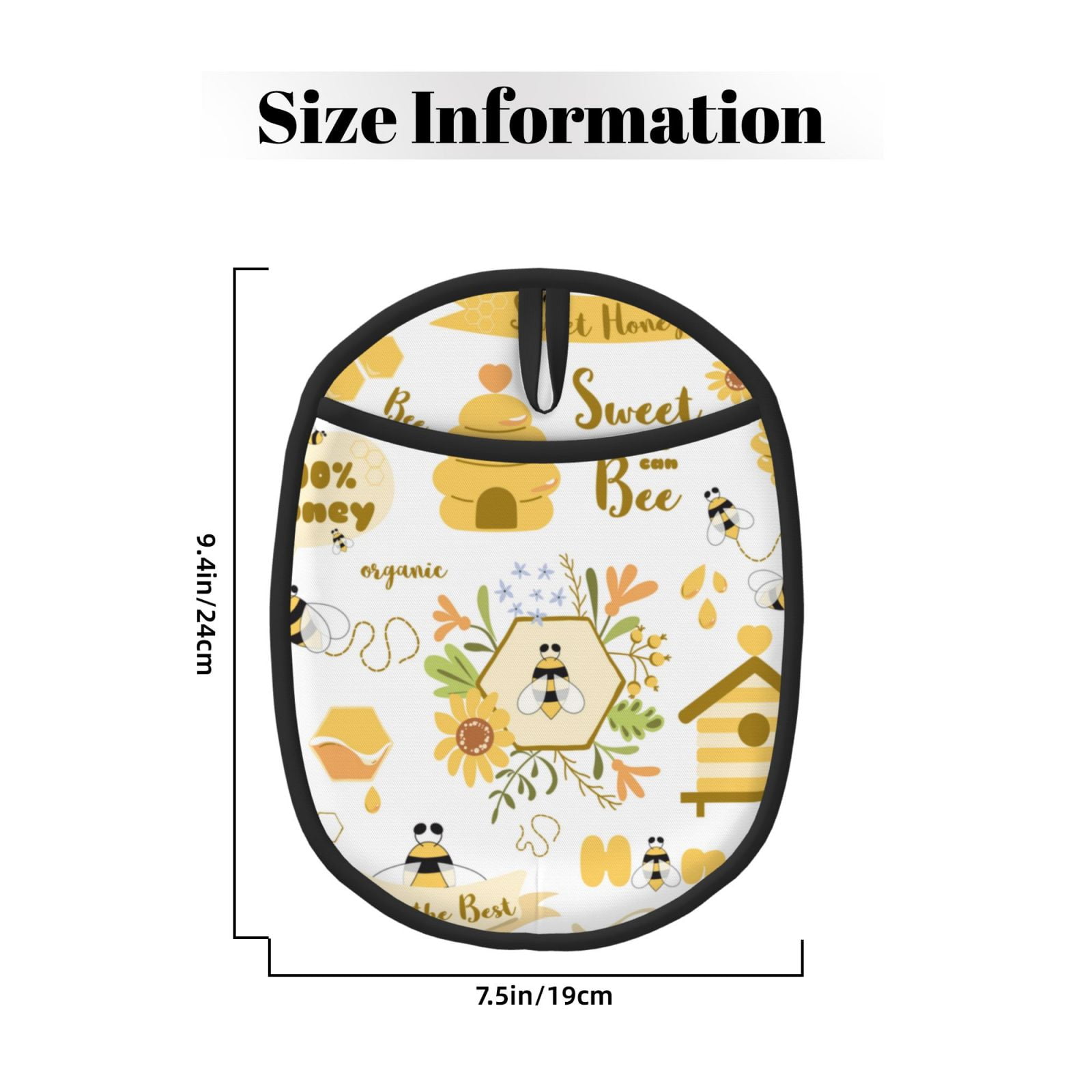 Naloa Farm Bee Cute Honey Silicone Pot Holders, Oven Mitts Heat Resistant Hot Pads, Non Slip Pot Holder for Kitchen Baking and Cooking 9.4 x 7.5 Inches