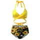thumbnail image 3 of Gibobby Conjunto de bikini para mujer Bikini de playa de vacaciones de verano para mujer, traje de baño de girasol de cintura alta dividido(Amarillo,M), 3 of 5