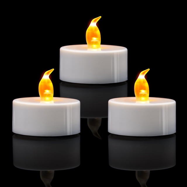 Velas de té LED KOABY, parpadeantes, sin llama, amarillo cálido, 200 unidades