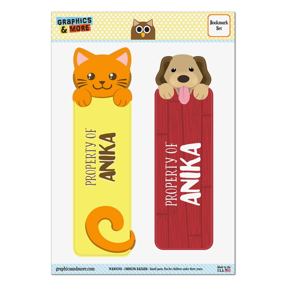 Anika Orange Cat and Dog Set of 2 Glossy Laminated Bookmarks