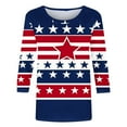 thumbnail image 4 of Summer Clean Plus Size Tee Shirts For Women Round Neck 3/4 Length Sleeve Tops Classic Independence Day Patriotic Tee Shirts Loose Fit Tunic Blouses Office Work Clothes 2025, 4 of 5