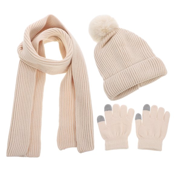 PENIKOKO 1Set Women Hat And Scarf Sets Winter Warm Set Woolen Yarn Touchscreen Gloves 170.00x23.00in 15.50X10.50X1.00CM