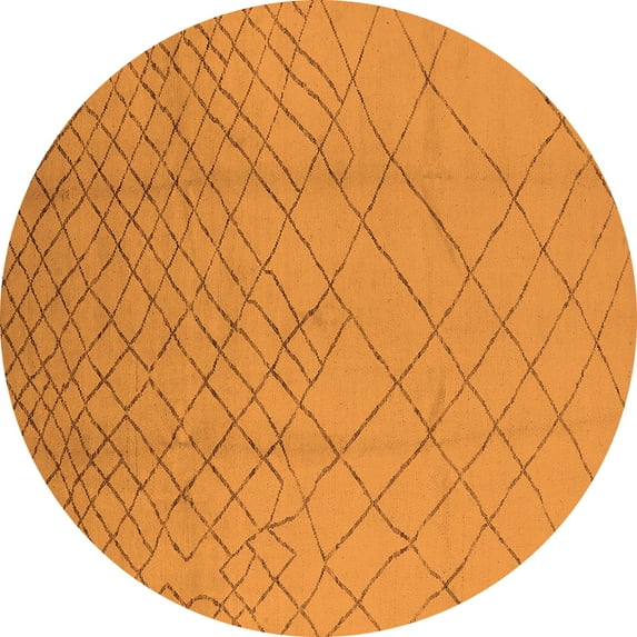 Ahgly Company Indoor Round Solid Orange Modern Area Rugs, 6' Round