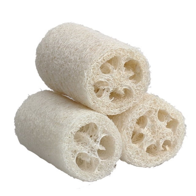 3 esponjas de lufa natural para baño cuerpo ducha tamaño pequeño