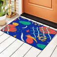 thumbnail image 2 of YFYANG 36"x24" Non-Slip Flannel Carpet Doormat, Living Room Bedroom Office Decorative Area Rugs, Indoor Blue Cartoon Line Doodle Floor Mats, 2 of 7