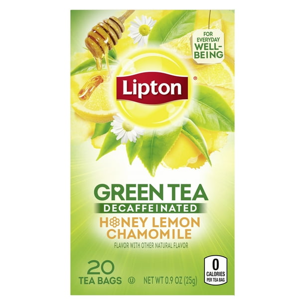 Lipton Green Tea, Honey Lemon Chamomile, Decaffeinated, Tea Bags 20 Count  Box