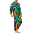 thumbnail image 2 of Kdxio Multicolored Beautiful Flower Men’s Pajama Set Pajamas For Men 2 Piece PJ Set with Men Pajama Pants and Long Sleeve T-Shirt Lounge Set-X-Large, 2 of 7