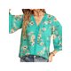 thumbnail image 3 of SAYOO Tops casuales para mujer, estampado floral, manga 3/4, cuello en V, ahuecado, patchwork, tops sueltos SAYOO casual, 3 of 7