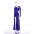 thumbnail image 5 of TiaoBug Women's Floral Lace Long Sleeve Lyrical Ballet Leotard Dress Flowy Mesh Modern Contemporary Dance Dress Purple XL, 5 of 7