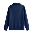 thumbnail image 4 of Stralyhd Womens Sweatshirts Loose Fit Polo Neck Long Sleeve Button Pullover Tops Fall Trendy Outfits Clothes Navy S, 4 of 5