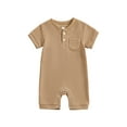 thumbnail image 1 of SUNSIOM Newborn Baby Boy Jumpsuit Summer Short Sleeve Solid Color Button Romper Bodysuit Waffle Playsuit, 1 of 7