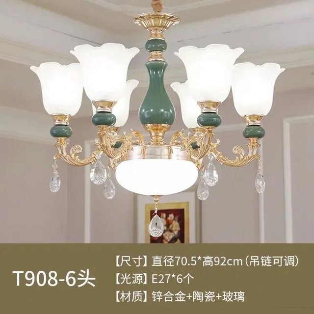 HY& European-Style Chandelier Living Room Chandelier Ceramic Crystal Chandelier Simple Atmosphere2021New Internet Celebr My Lux Decor Round