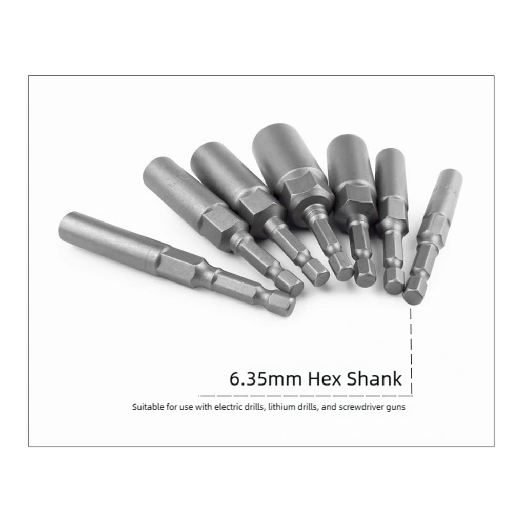 1/4inch Shank Hexagonal Nut Driver Wing Nut Driver Socket 5.5-19mm Slot Wing Nut Drill Bit Socket For Eye Screws Hook Bolt