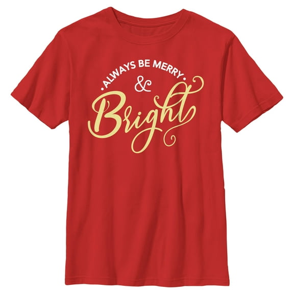 Boy's Lost Gods Always Be Merry & Bright Graphic Tee Red Small