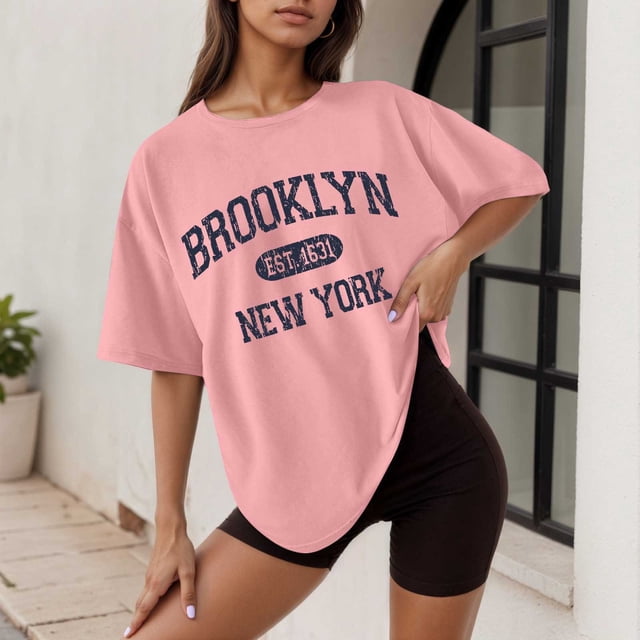 WILLBEST T-Shirt Canada pour Femme Décontracté Imprimé Col Rond Manches Courtes T-Shirt Ample