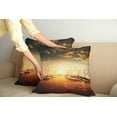 thumbnail image 2 of Ambesonne Marine Throw Pillow Cover 2 Pack, Boats on the Pier, 18", Orange Black Pale Yellow, 2 of 5