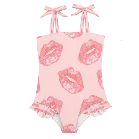 DIXRUYEE Swimsuit One Piece swimwear Pink Lips of Pattern
