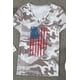 thumbnail image 2 of ABPHQTO Camiseta de manga corta con cuello en V y estampado de camuflaje con la bandera estadounidense gris para mujer, 2 of 5