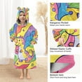 thumbnail image 3 of FORMRS Wearable Blanket Hoodie with Sleeves for Kids Cozy Flannel Sweatshirt, Vibrant Dinosaur, 3 of 7