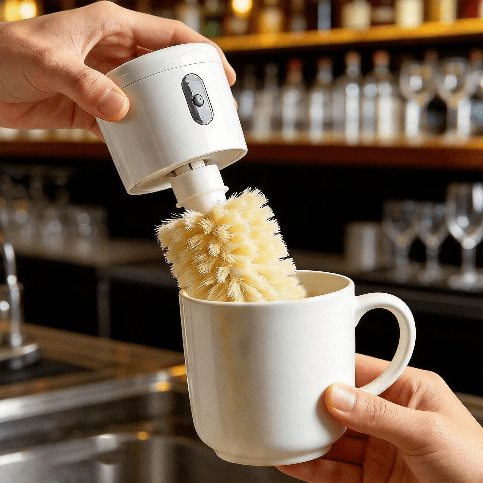 Electric Bottle Brush Cleaner Wall Mount, Automatic Bottle Scrubber for Cleaning, Long and Short Brush Head, Fits for Most Bottles and Cups