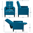 thumbnail image 4 of Yaheetech 2pcs Modern Fabric Recliner Chair with Pocket Spring for Home Theater, Blue, 4 of 8