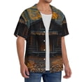 thumbnail image 2 of Sikiie Rustic Cabin Autumn Forest Men's Cuban Shirt, Hawaiian Shirts, Business Casual Button Down Shirts, Short Sleeve Shirt-Large, 2 of 5