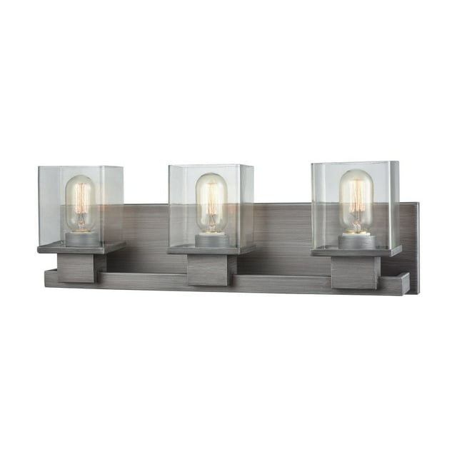ELK Lighting Hotelier 3 Light Vanity In Weathered Zinc With Clear Glass