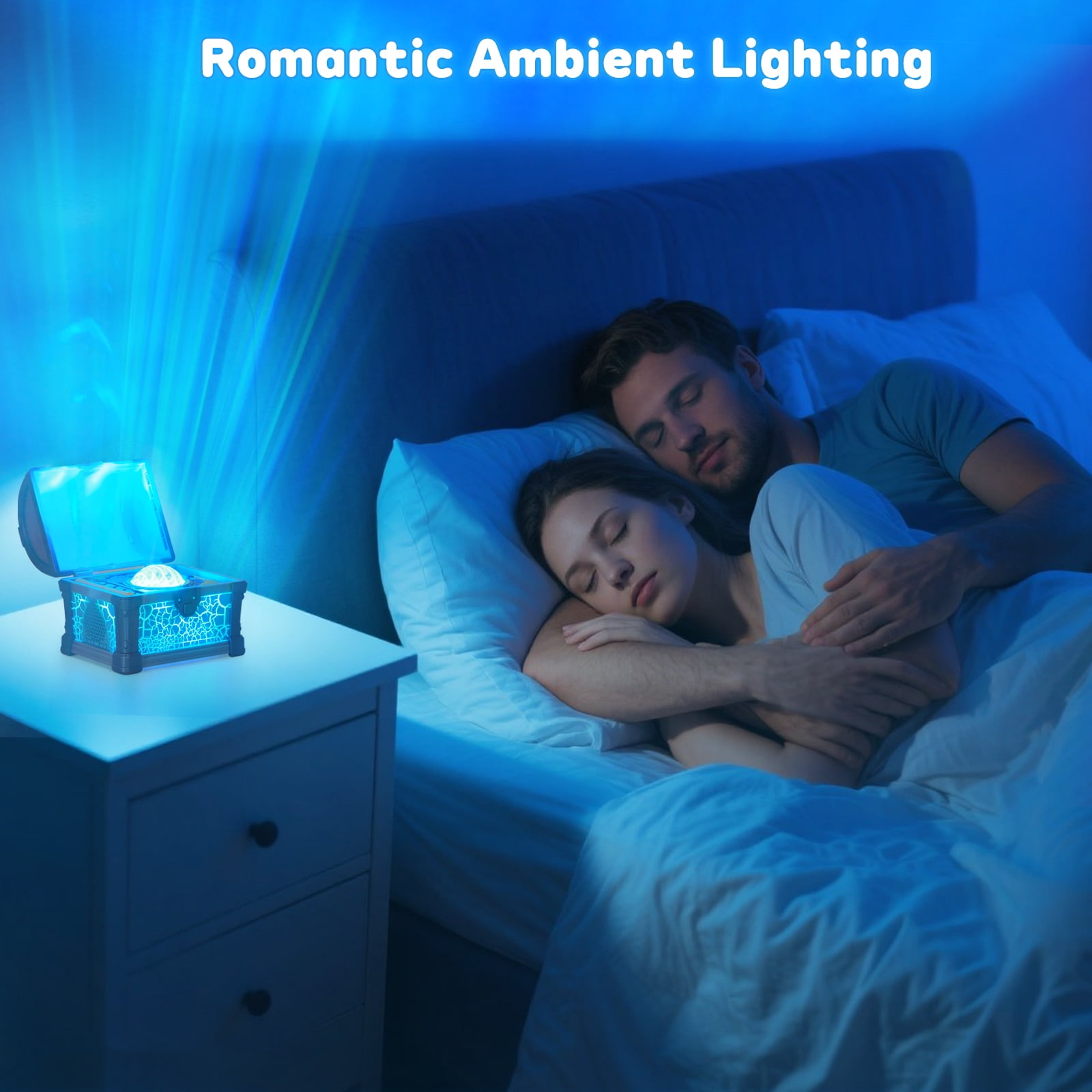 Northern Lights Projector, 7 Colors Treasure Chest Night Light Aurora Lights Projector with 8 Effects & Remote, Dimmable Galaxy Light Ambient Lighting for Bedroom, Gifts for Kids Teen Women