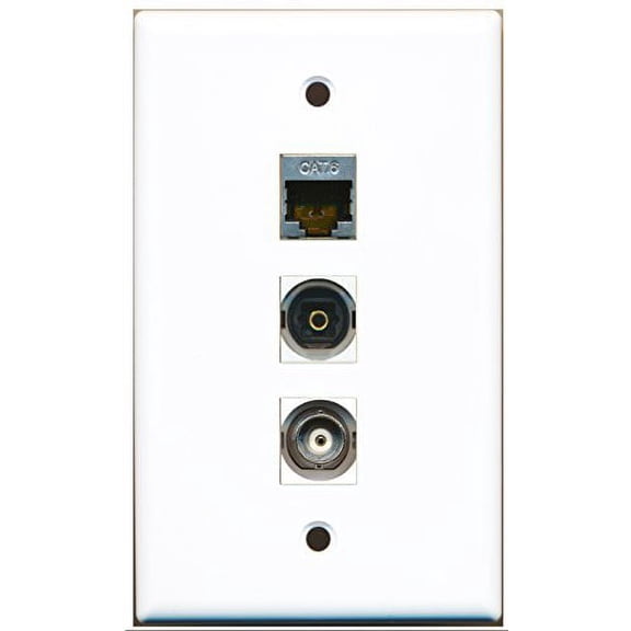 RiteAV - 1 Port Shielded Cat6 Ethernet and 1 Port Toslink and 1 Port BNC Wall Plate