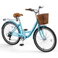 thumbnail image 2 of 24'' Wheels Cruiser Bikes Bicycles for Adults, 7 Speed Bike with Basket for Women Men, 2 of 8